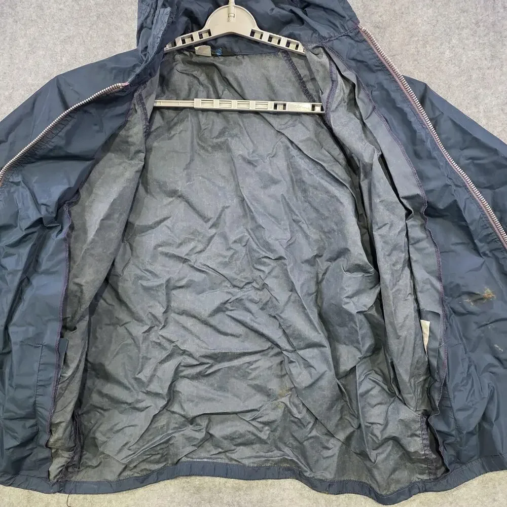 VTG Champion‎ Running Man Jacket Mens XL Blue Nylon Hooded Windbreaker Made USA